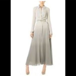 Monika Chiang Ombré Grey Silk Maxi Shirt Dress size 6